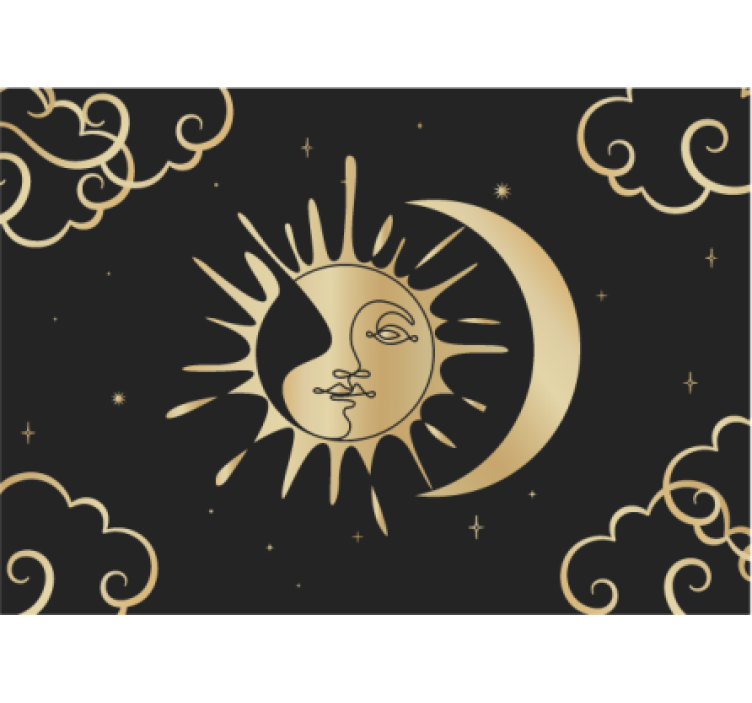 Fototapete Mandala goldene sonne mond - TenStickers