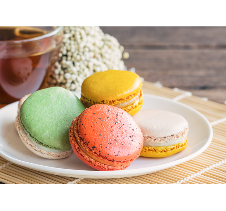 Fototapete Sprüche bunte macarons erfreuen - TenStickers