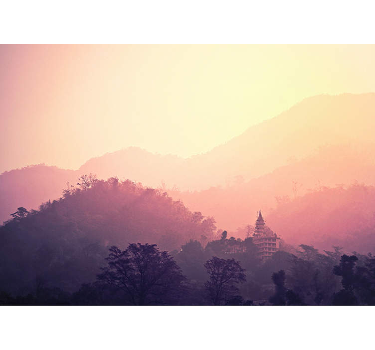 Fototapete Natur blick auf den bergtempel - TenStickers