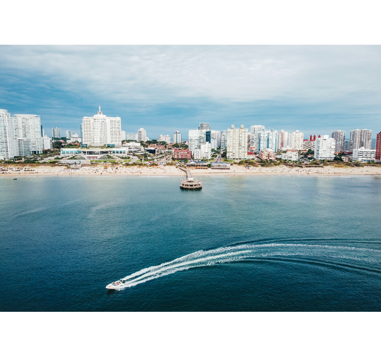 Fototapete Städte blick auf die küstenstadt - TenStickers