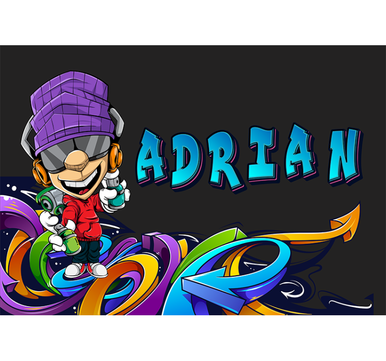 Fototapete graffiti mit coolem cartoon-charakter - TenStickers