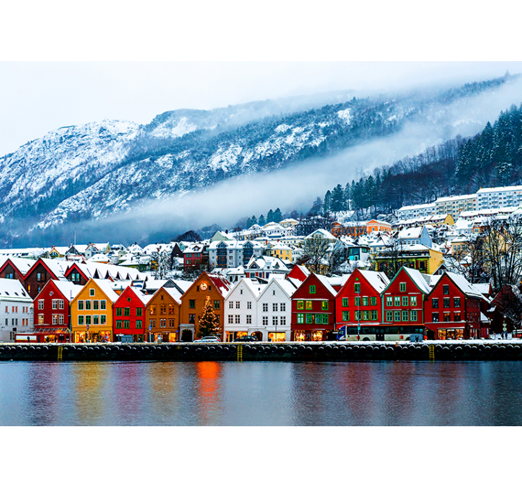 Fototapete Städte bunte häuser am wasser - TenStickers