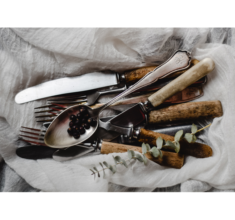 Fototapete Küche vintage utensilien ensemble - TenStickers