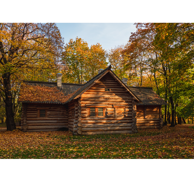 Fototapete Landschaft herbst-blockhaus - TenStickers
