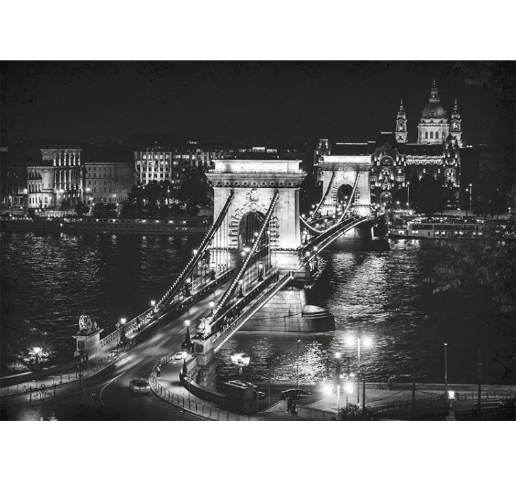 Fototapete städte kettenbrücke nacht - TenStickers