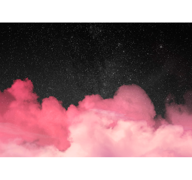 Fototapete berge mit sternenförmigen rosa wolken - TenStickers