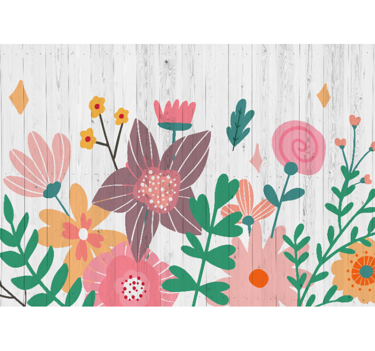 Fototapete blumen bunte blumenillustration - TenStickers