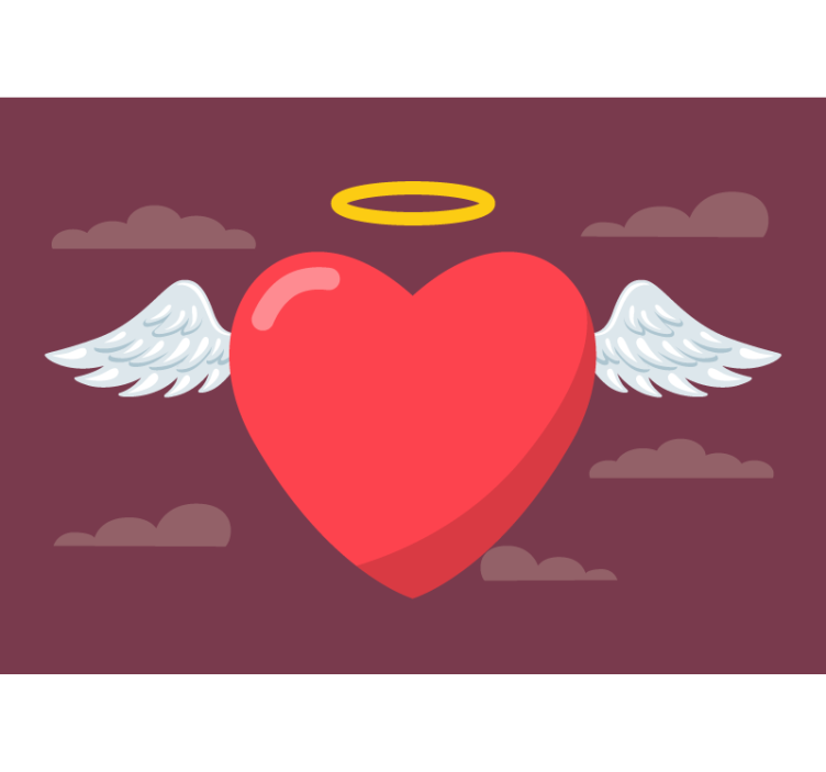 Fototapete liebe herz mit flügeln - TenStickers