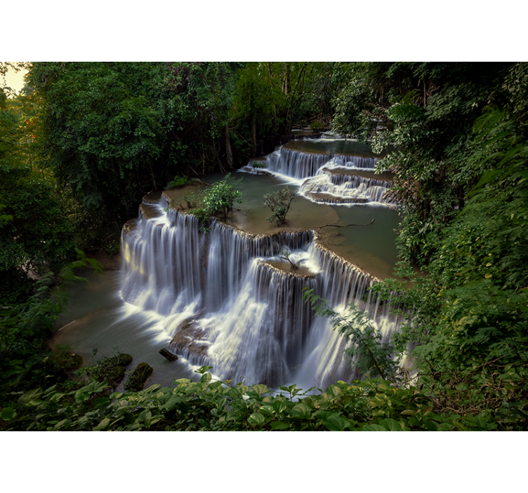 Fototapete Natur ruhiger rückzugsort am wasserfall - TenStickers