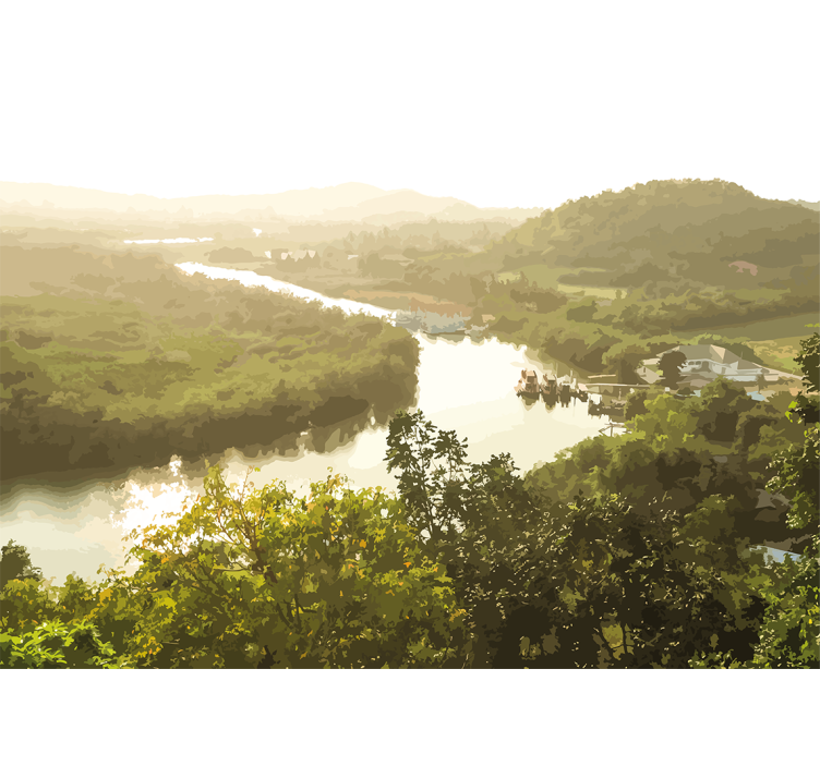 Fototapete landschaft ruhiger flussblick - TenStickers