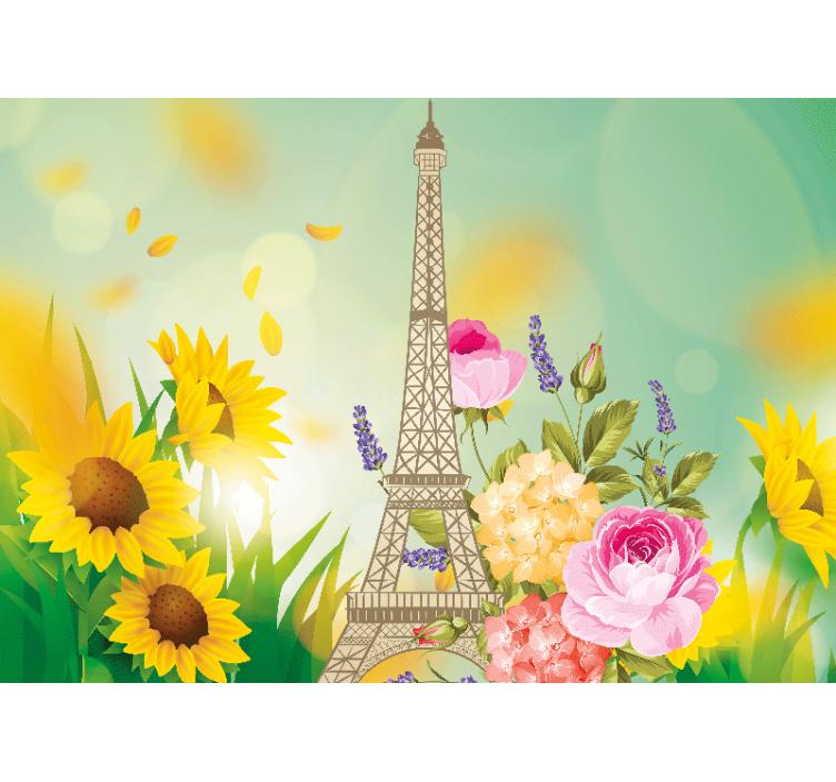 Fototapete paris eiffelturm blüten - TenStickers