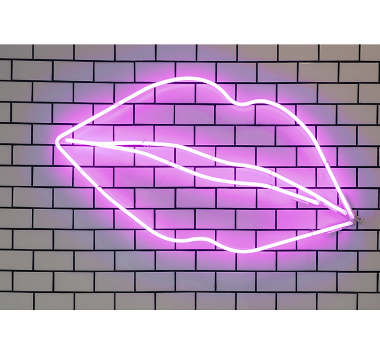 Fototapete liebe neon lippenform - TenStickers