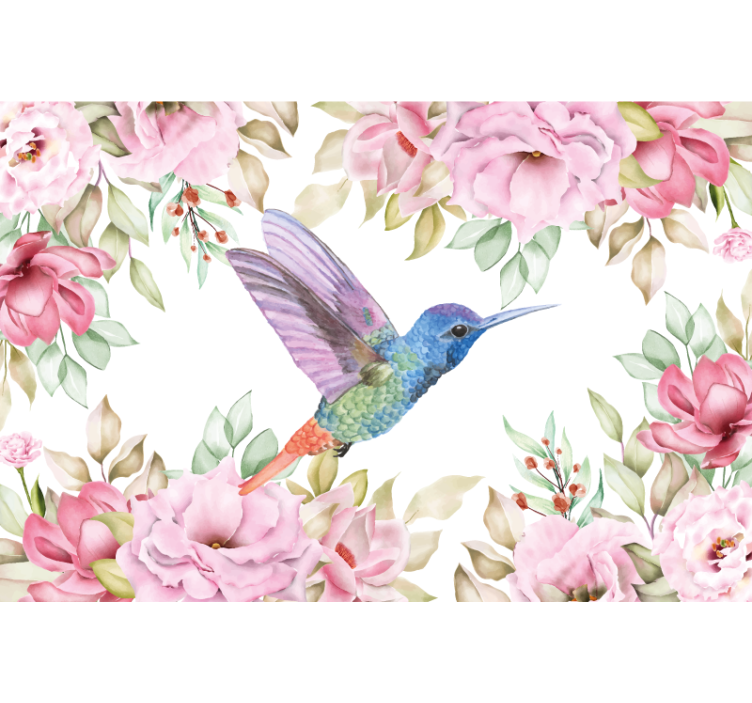 Fototapete blumen kolibri unter blüten - TenStickers
