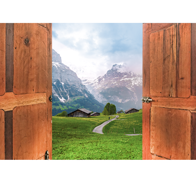 Fototapete landschaft bergblick Öffnung - TenStickers