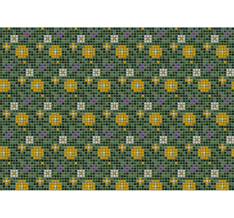 Fototapete Badezimmer lebendiges fliesen-blumenmuster - TenStickers