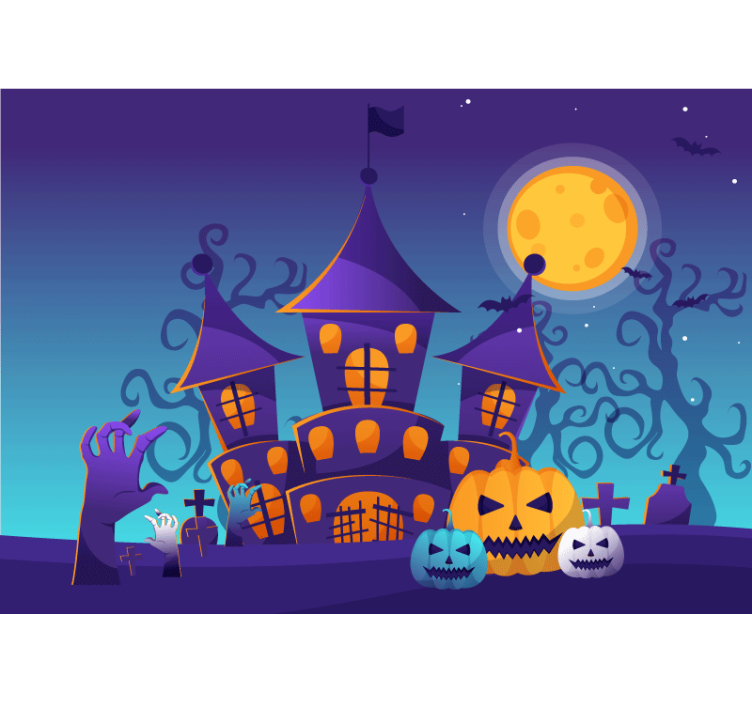 Fototapete halloween gespenstisches schloss szenario - TenStickers