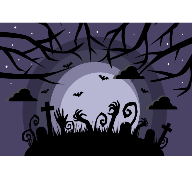 Fototapete halloween gespenstische friedhofsszene - TenStickers