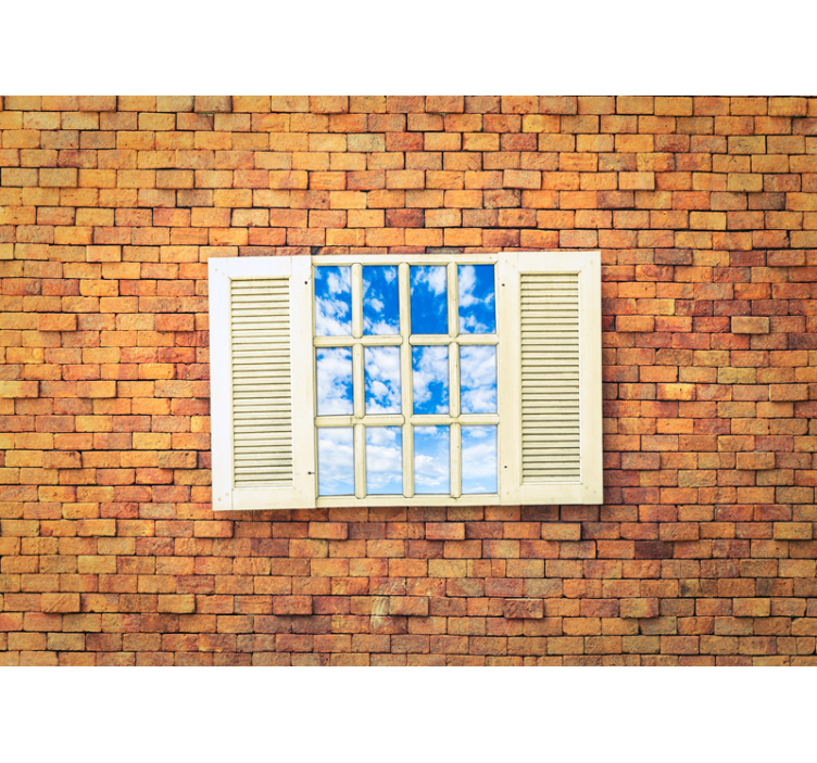 Fototapete steinoptik mit ausblick auf ein fenster - TenStickers