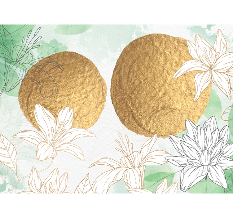 Fototapete blumen mit goldenen floralen akzenten - TenStickers