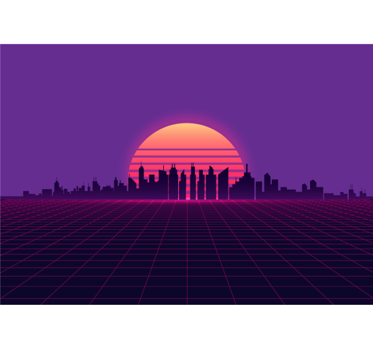 Fototapete städte silhouette einer stadt im sonnenuntergang - TenStickers