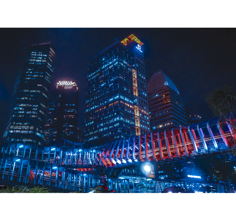 Fototapete städte moderne stadtansicht nacht - TenStickers