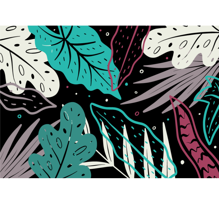 Fototapete wald mit dekorativen blattmotiven - TenStickers