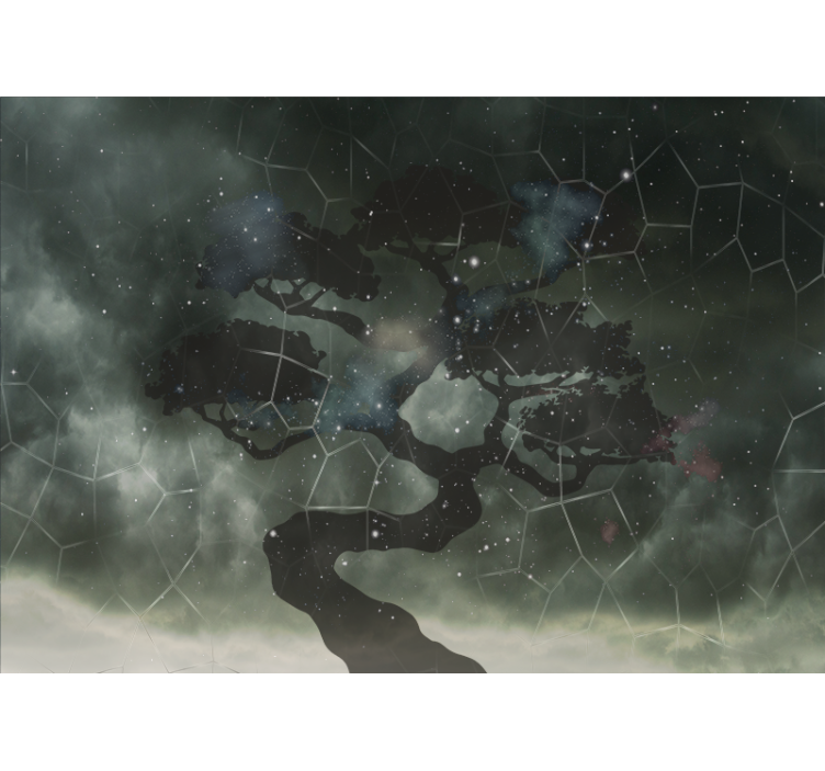 Fototapete weltraum mit silhouette eines himmlischen baums - TenStickers