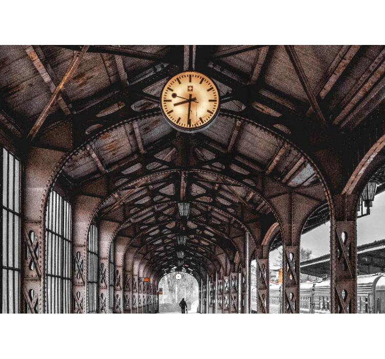 Fototapete städte uhrenschlag bahnhofsbogen - TenStickers