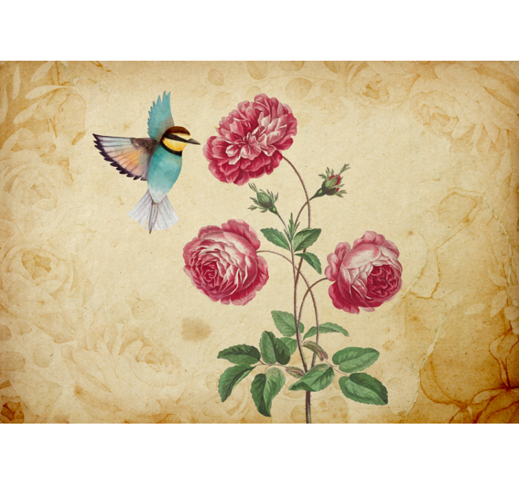 Fototapete blumen kolibri und rosen - TenStickers