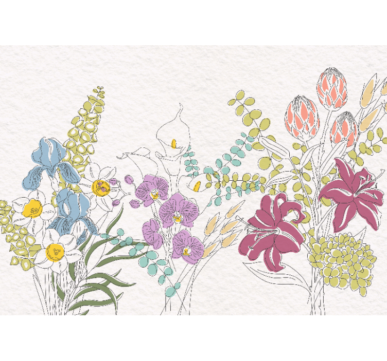 Fototapete Panorama blumenmuster - TenStickers