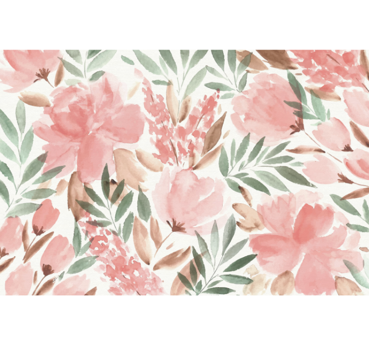 Fototapete Panorama papiermalerei mit panoramischem blumenmuster - TenStickers