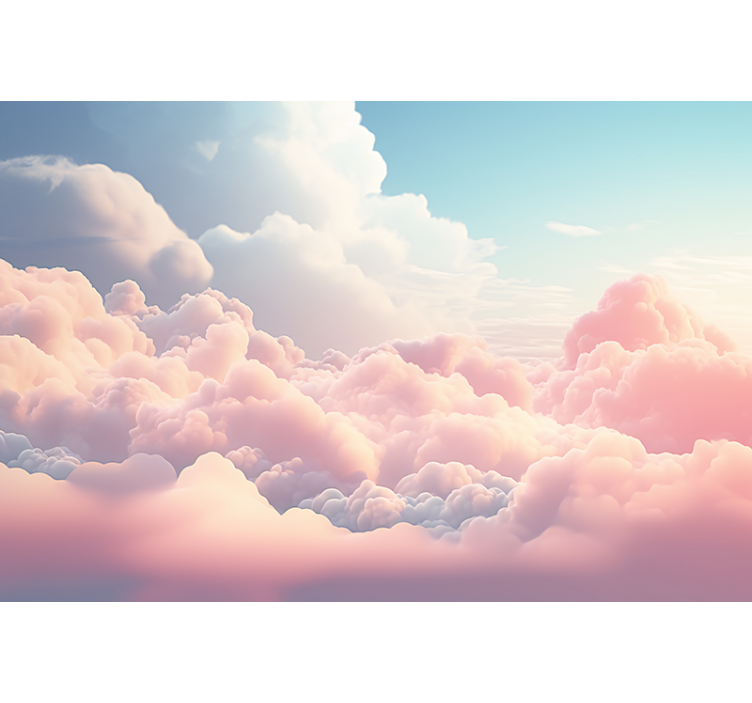Tapete Wohnzimmer pinker Himmel mit Wolken Muster - TenStickers