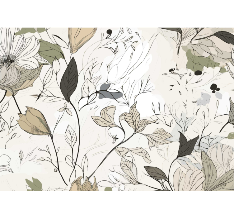 Fototapete Badezimmer gezeichnete Pflanzen - TenStickers