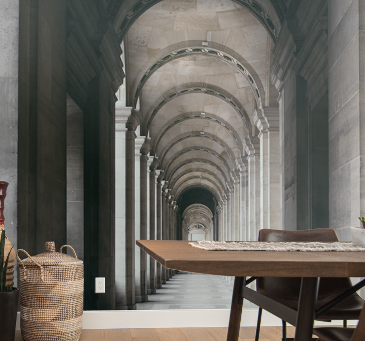 3D Tapete Wohnzimmer Alte Zementbögen Tiefe - TenStickers