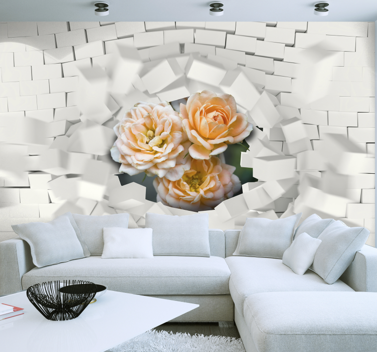 3D Tapete Wandexplosion Blumen - TenStickers