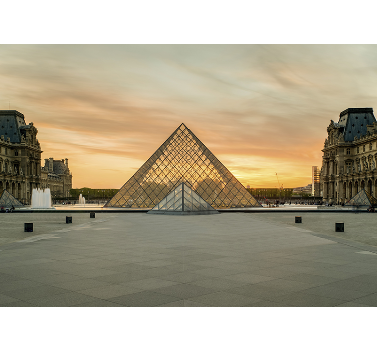 Fototapete paris sonnenuntergang an der louvre-pyramide - TenStickers