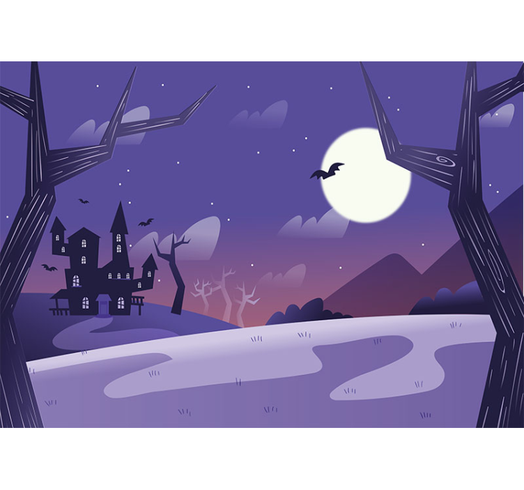 Fototapete Halloween gruselige nachtlandschaft - TenStickers