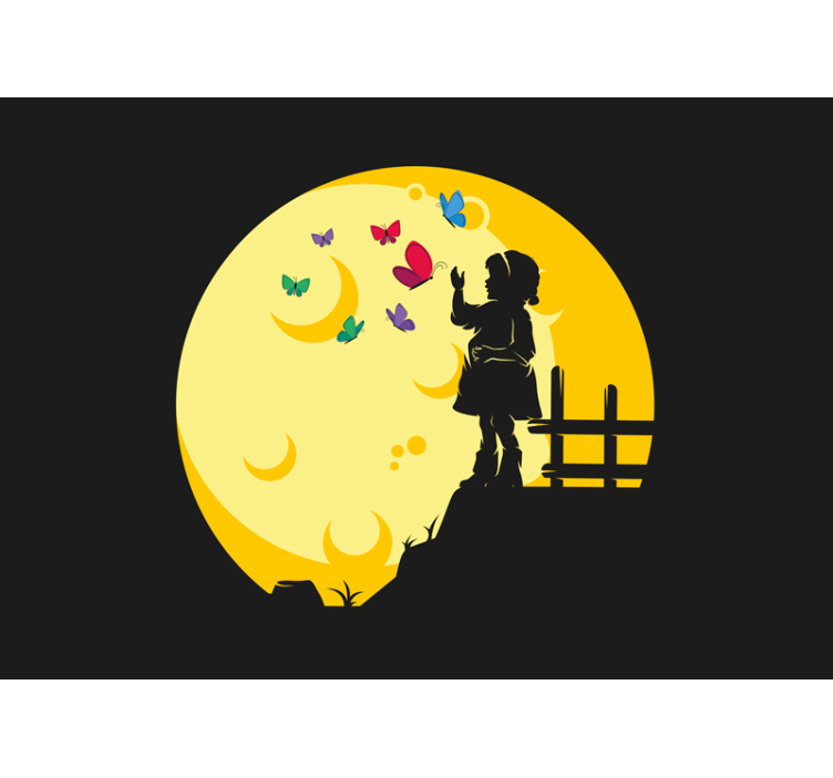 Fototapete babyzimmer kindersilhouetten schmetterlinge - TenStickers