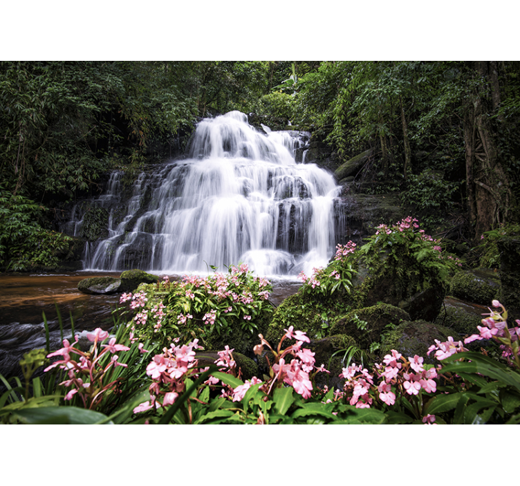 Fototapete wald opulente wasserfalllandschaft - TenStickers