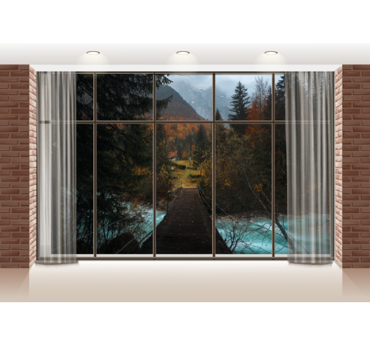 Fototapete landschaft mit bergweg szene - TenStickers