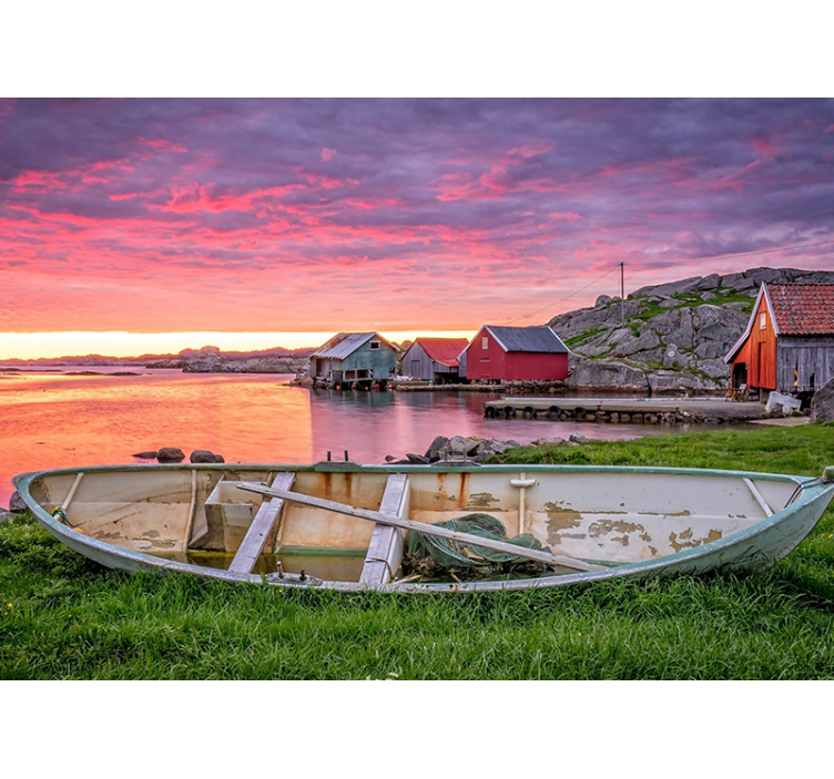 Fototapete landschaft malerisches küstendorf - TenStickers