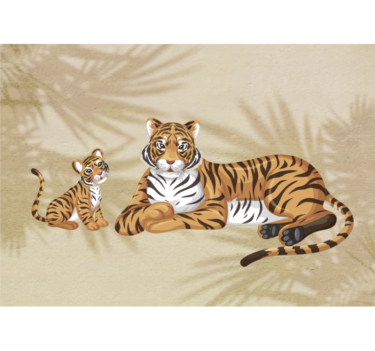 Fototapete tiere mutter und baby tiger - TenStickers