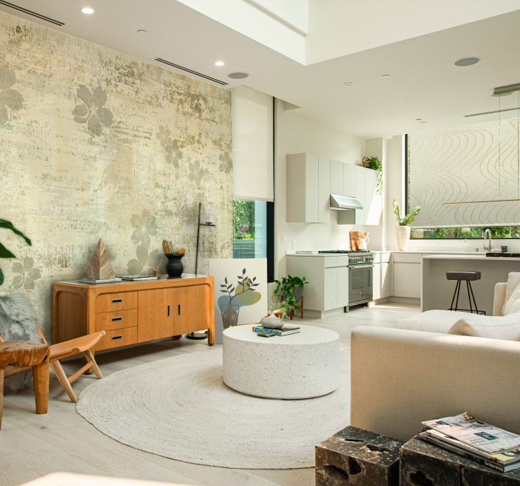 Tapete Wohnzimmer zartes Blumenmuster Design - TenStickers