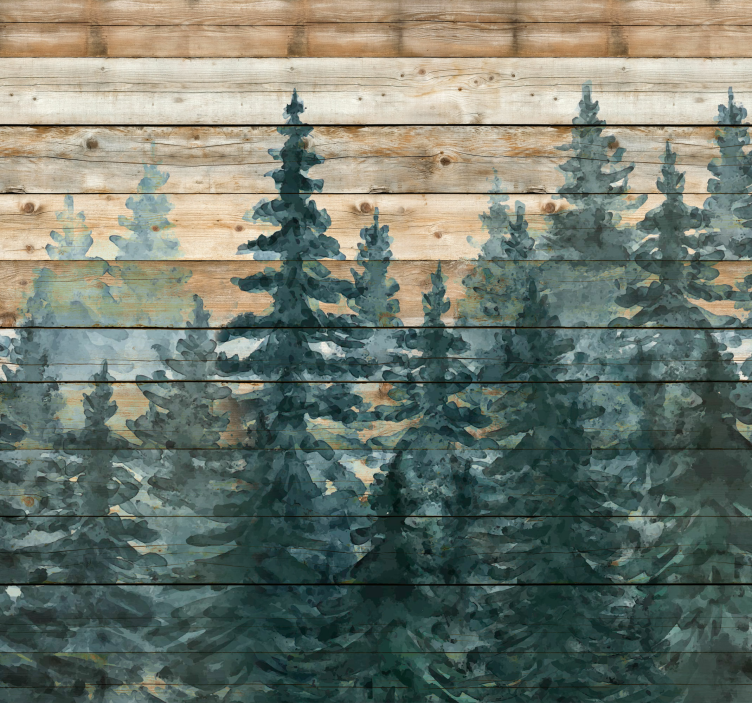 Fototapete Wohnzimmer wasserfarben Bäume - TenStickers