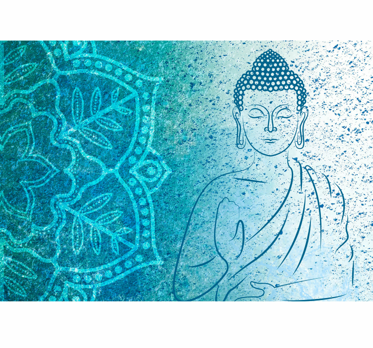 Fototapete Mandala Buddha in Blautönen - TenStickers