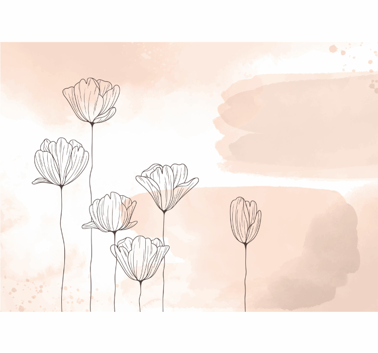 Fototapete Andere Blumen gezeichnete Pflanzen - TenStickers