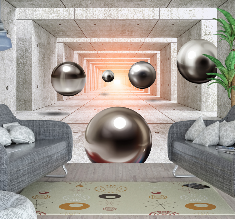 Fototapete 3D illusion schwebender kugeln - TenStickers