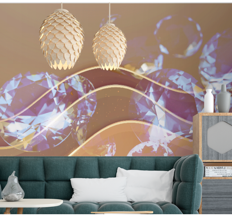 Fototapete abstrakt funkelnde kristallwellen - TenStickers