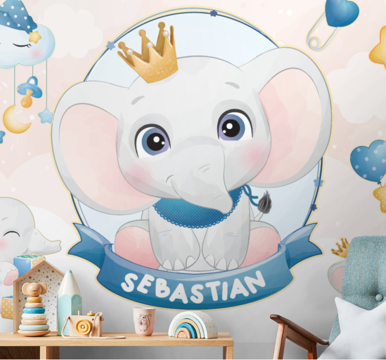 Fototapete babyzimmer mit süßem elefanten-design - TenStickers