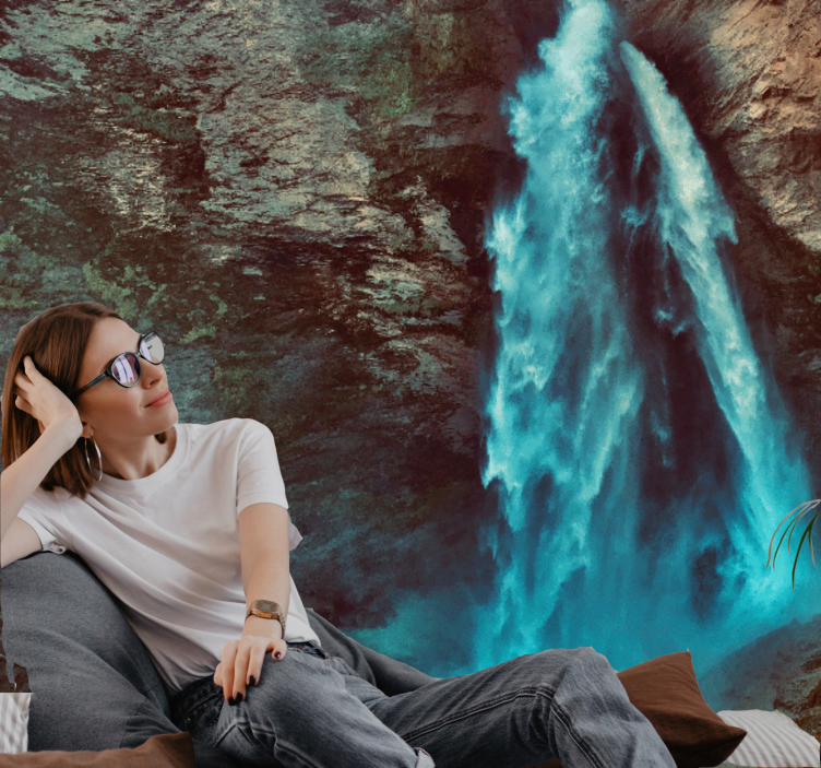 Fototapete berge mit grandioser wasserfall-perspektive - TenStickers